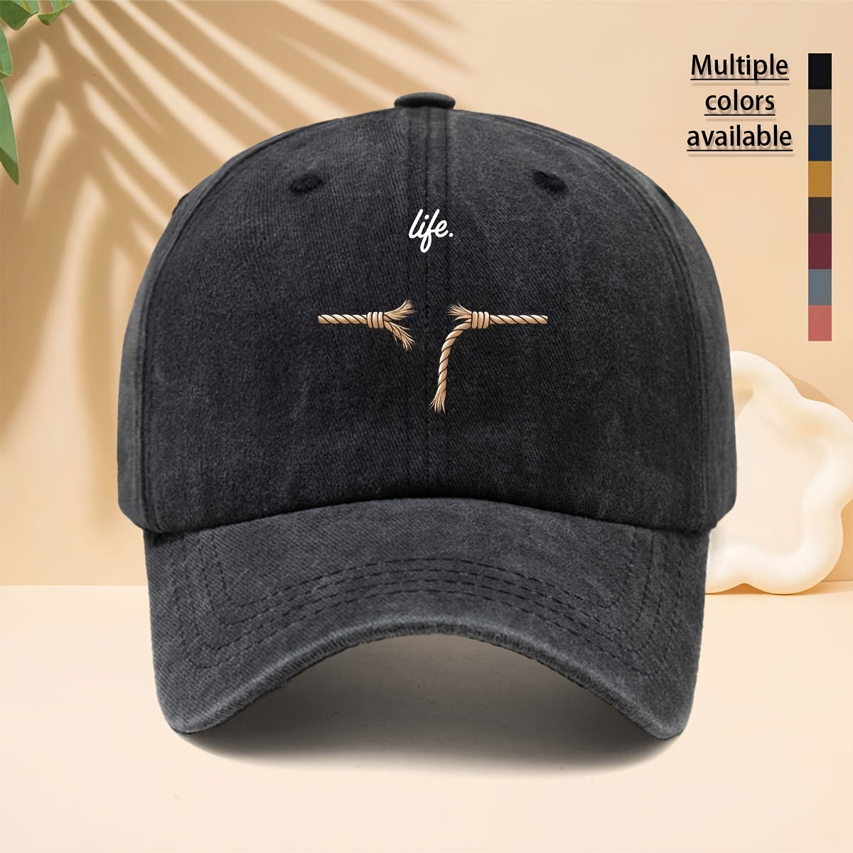 Men' & Women' Adjustable Snapback Cap with Life Knot - Modern Minimalist Curved Brim Trucker Hat, Soft Top Suitable for Walking, Parties, Travel, Casual Wear - Unisex for All- Outdoor, Hip-Hop, and Daily Use (Neutral Style)