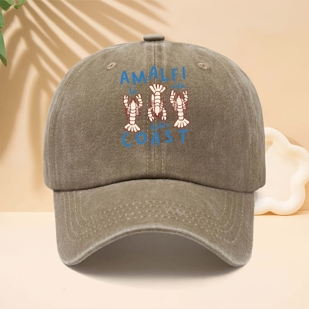 Men' & Women' Amalfi Coast Baseball Cap with La Vita Italian Design - Adjustable Duckbill Trucker Hat, Soft Top Suitable for Travel, Casual Outfits, Parties, Vacations - Unisex for All- Wear, Iconic Amalfi Coast Print