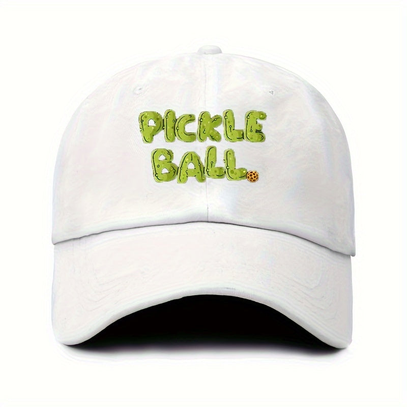 Retro Washed Baseball Cap with PLCKLE BALL Text. Solid Adjustable Design. Ideal for Outdoor, Casual Sports, And Couples