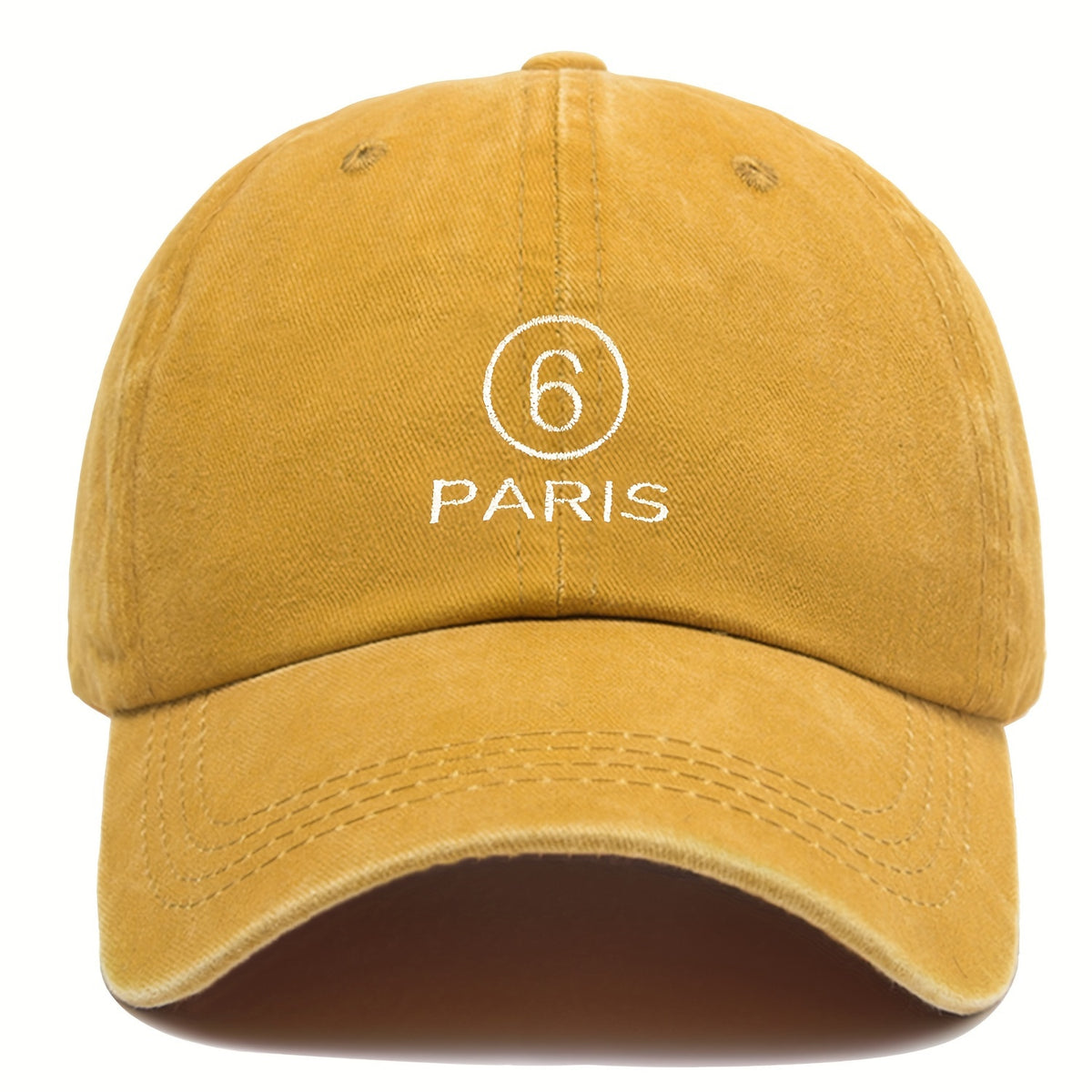 MM Style "Paris" Number ⑦ Baseball Cap Solid Color Easy Paris Embroidery Number 6 Fashion Curved Brim Hat Universal for All Seasons Men And Women Adjustable Size Comfortable And Breathable