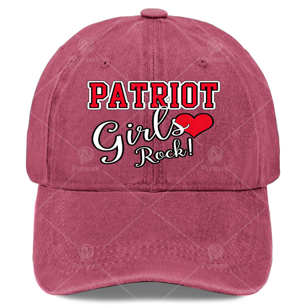 Patriots Girls Rock Cute Heart Baseball Hat Unisex Vintage Washed Distressed