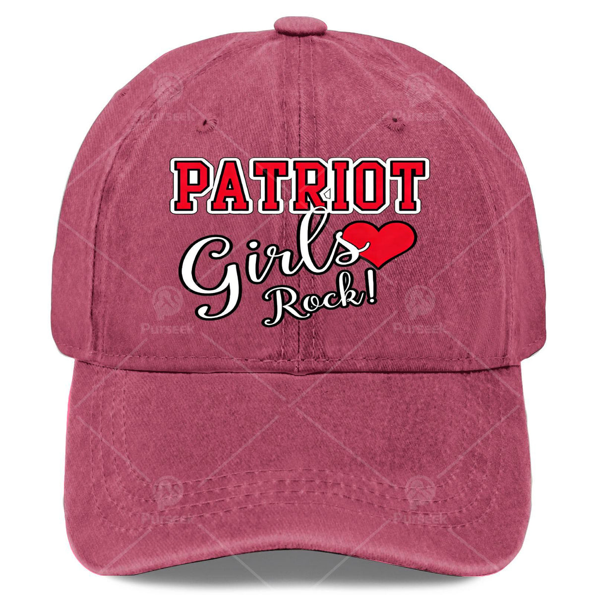 Patriots Girls Rock Cute Heart Baseball Hat Unisex Vintage Washed Distressed