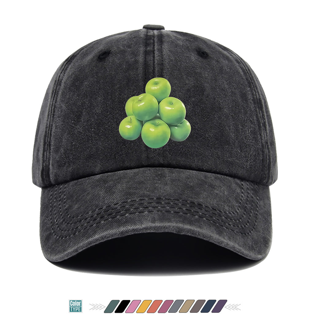 1pc Green Apple Print Baseball Cap for Men & Women - Adjustable Unisex Hat with Stacked Apple, Suitable for Outdoor, Travel, Parties, Casual Wear - Fresh, Holidays, Anniversaries - Apple-Themed Cap