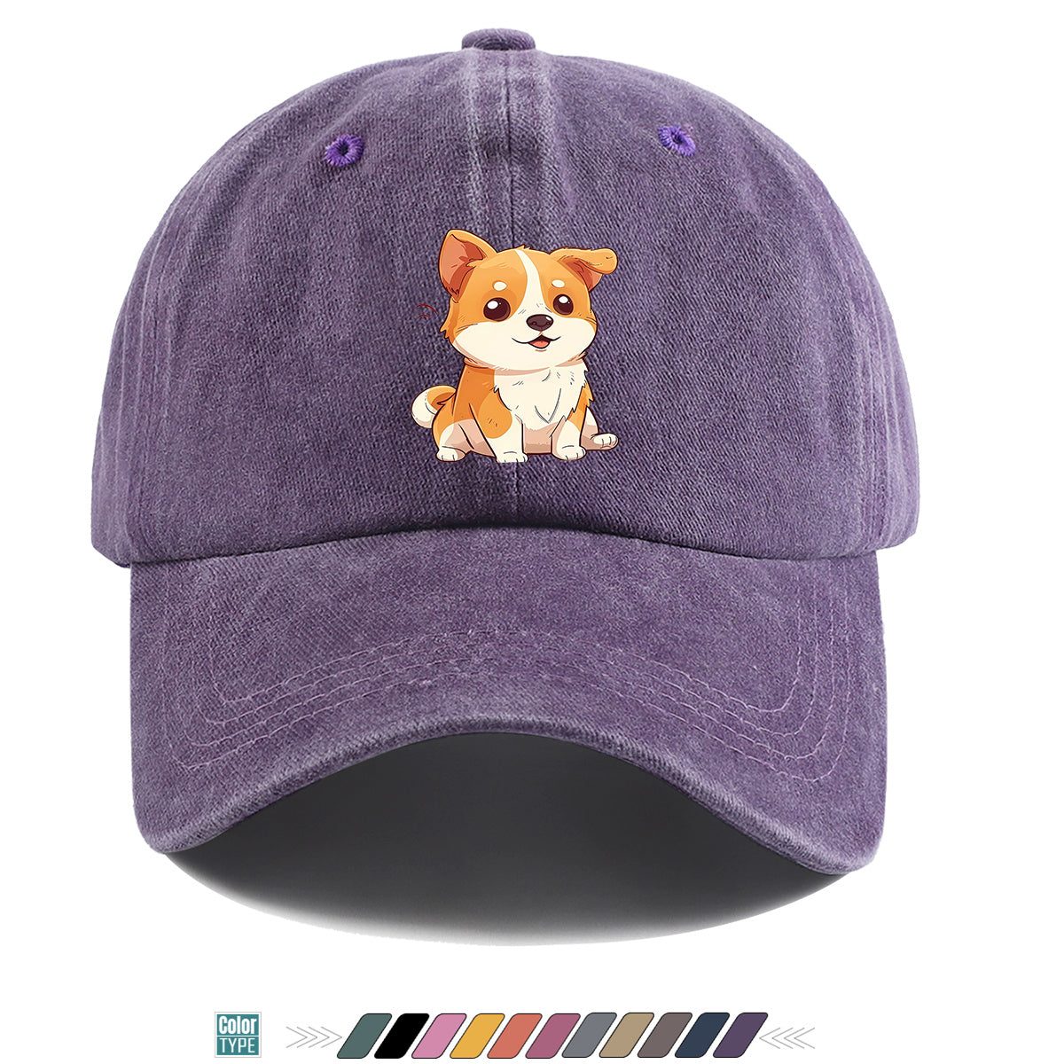 1pc Corgi Print Baseball Cap Suitable for Daily Outfits, Outdoor Activities & Gifts - Adjustable Snapback Hat with Corgi Dog Pattern, Unisex for Men & Women, Corgi-Themed, Park Strolls, Casual Wear (Cute Corgi)