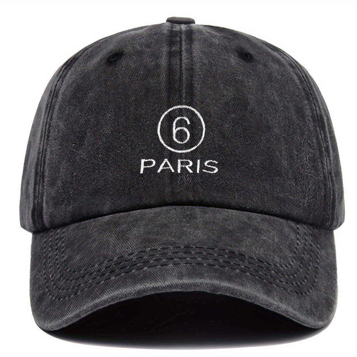 MM Style "Paris" Number ⑦ Baseball Cap Solid Color Easy Paris Embroidery Number 6 Fashion Curved Brim Hat Universal for All Seasons Men And Women Adjustable Size Comfortable And Breathable