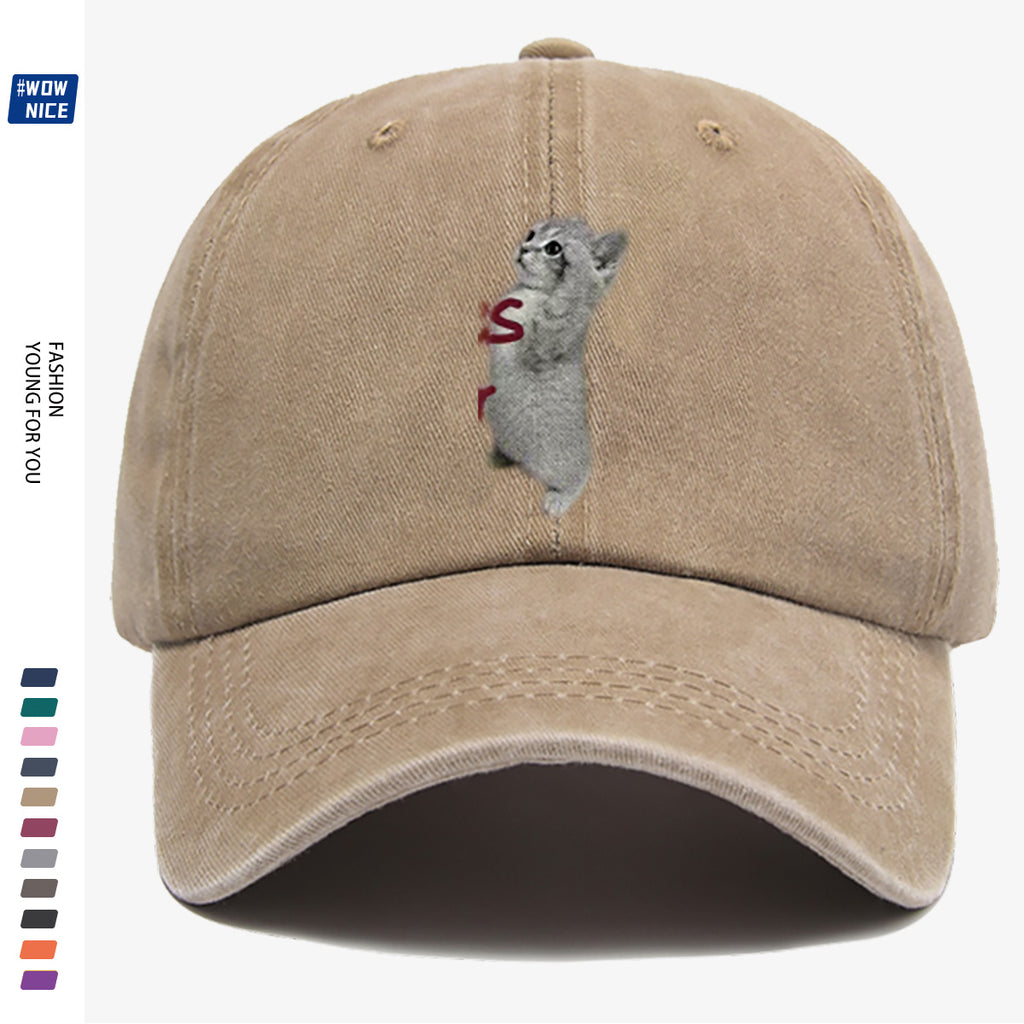 1pc "YES SIR" Text and Cute Kitten Print Baseball Cap, Unisex, Slimming Fit. Fashionable Casual Style, Adjustable Size. Suitable for Daily Outings, Shopping, Parties, Travel, and Outdoor Activities. Versatile and Practical, a Thoughtful Gift