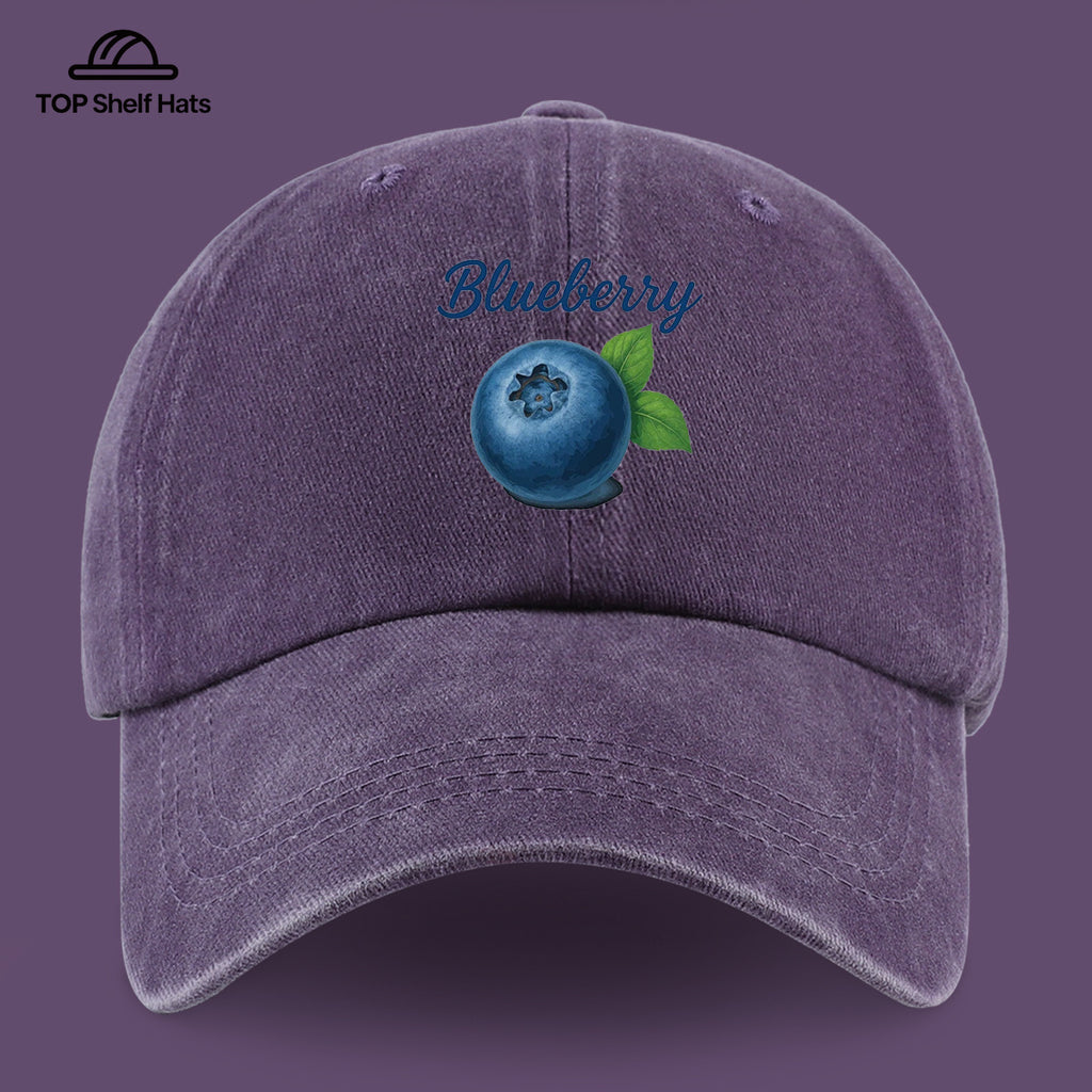 1pc Blueberry-Themed Realistic Fruit Print Baseball Cap, Comfortable And Breathable Sun Hat, Fashionable Easy And Aesthetic Unisex Baseball Cap, Adjustable Size, Trucker Cap, Beach Vacation Hat, Suitable for Outdoor Picnics, Camping, Shopping