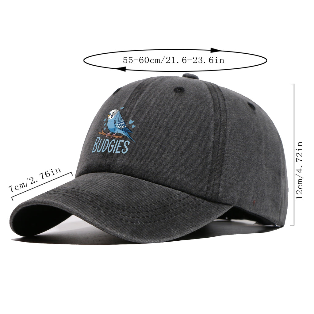 1pc Cute and Soothing Parrot Pattern Printed Baseball Cap, Black Papa Trucker Hat, Breathable and Comfortable, Solid Color Simple Vintage Soft Top Dad Hat, Adjustable Size, Unisex, All-Season Sun Hat, Multiple Colors Available, Youth Couples