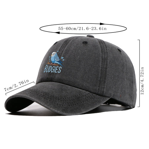 1pc Cute and Soothing Parrot Pattern Printed Baseball Cap, Black Papa Trucker Hat, Breathable and Comfortable, Solid Color Simple Vintage Soft Top Dad Hat, Adjustable Size, Unisex, All-Season Sun Hat, Multiple Colors Available, Youth Couples