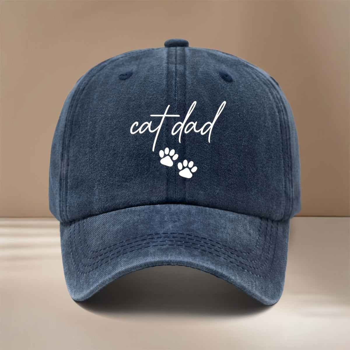 Cat Dad Two Paw Print Pattern Baseball Cap with Textured Feel, Adjustable Size, Hip-Hop Hat, Unisex Trucker Hat for Vacation, Travel, Dinner Parties, Camping, Comfortable and Lightweight Snapback Cap, Simple and  Curved Brim Hat