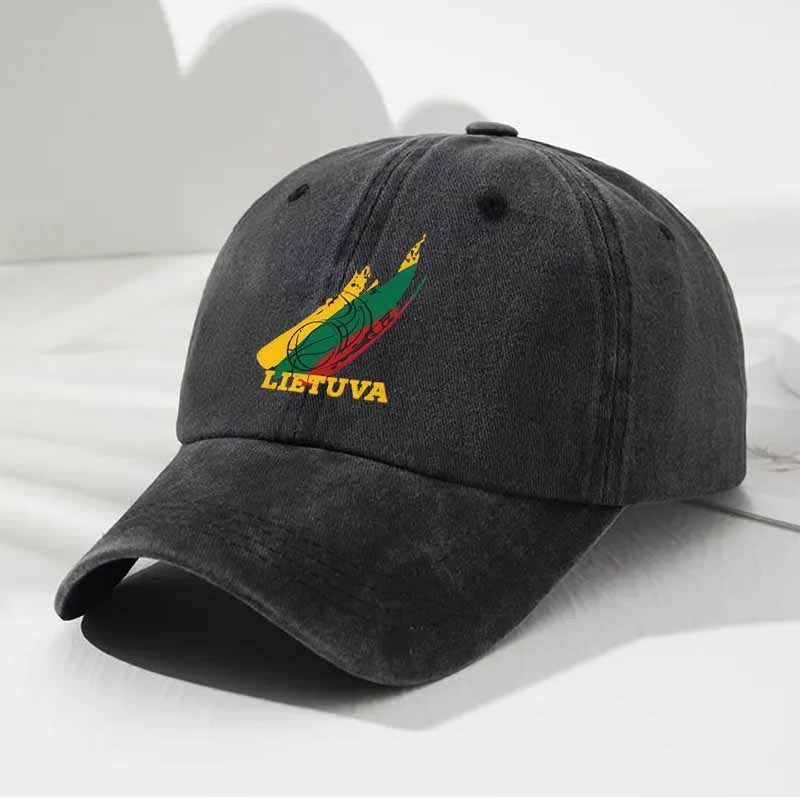 Unisex Washable Baseball Cap with LIETUVA Lettering & Flame Football Design - Machine-Washable Adjustable Cap Suitable for Sports, Casual Wear, Football Fans,  Lithuanian Pride Design, Pull String Closure for Lifestyles