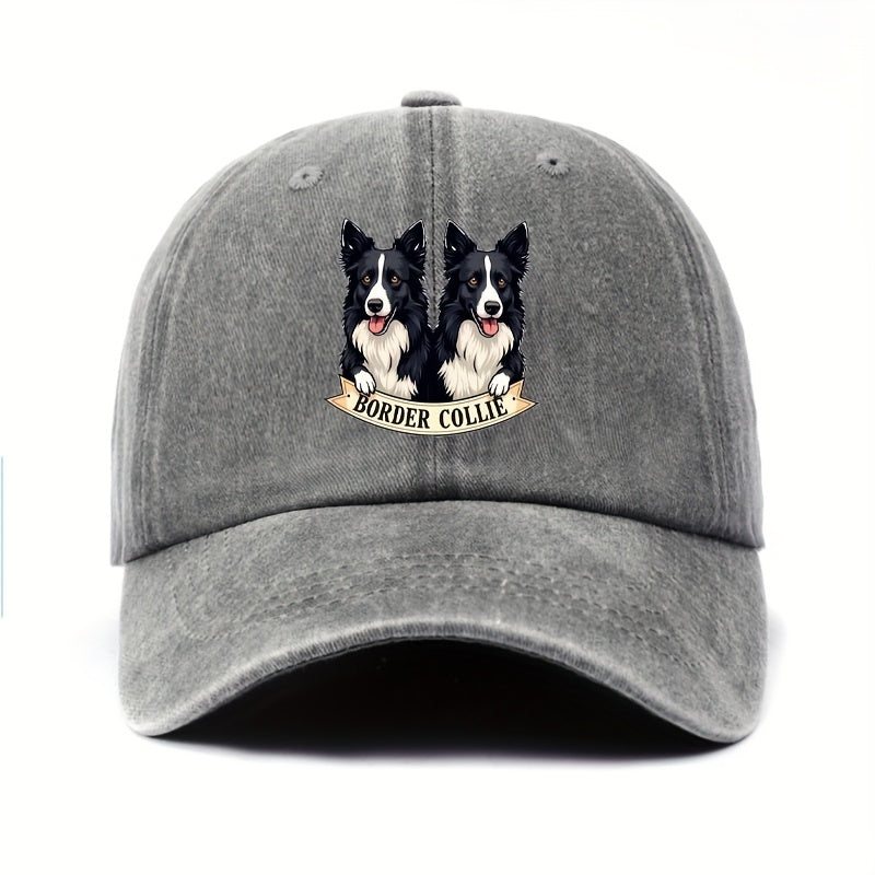 Cute Border Collie Pattern Adjustable Baseball Cap | Lightweight, Comfortable, Snapback, Wide Color Selection, Perfect Gift for Dog Lovers