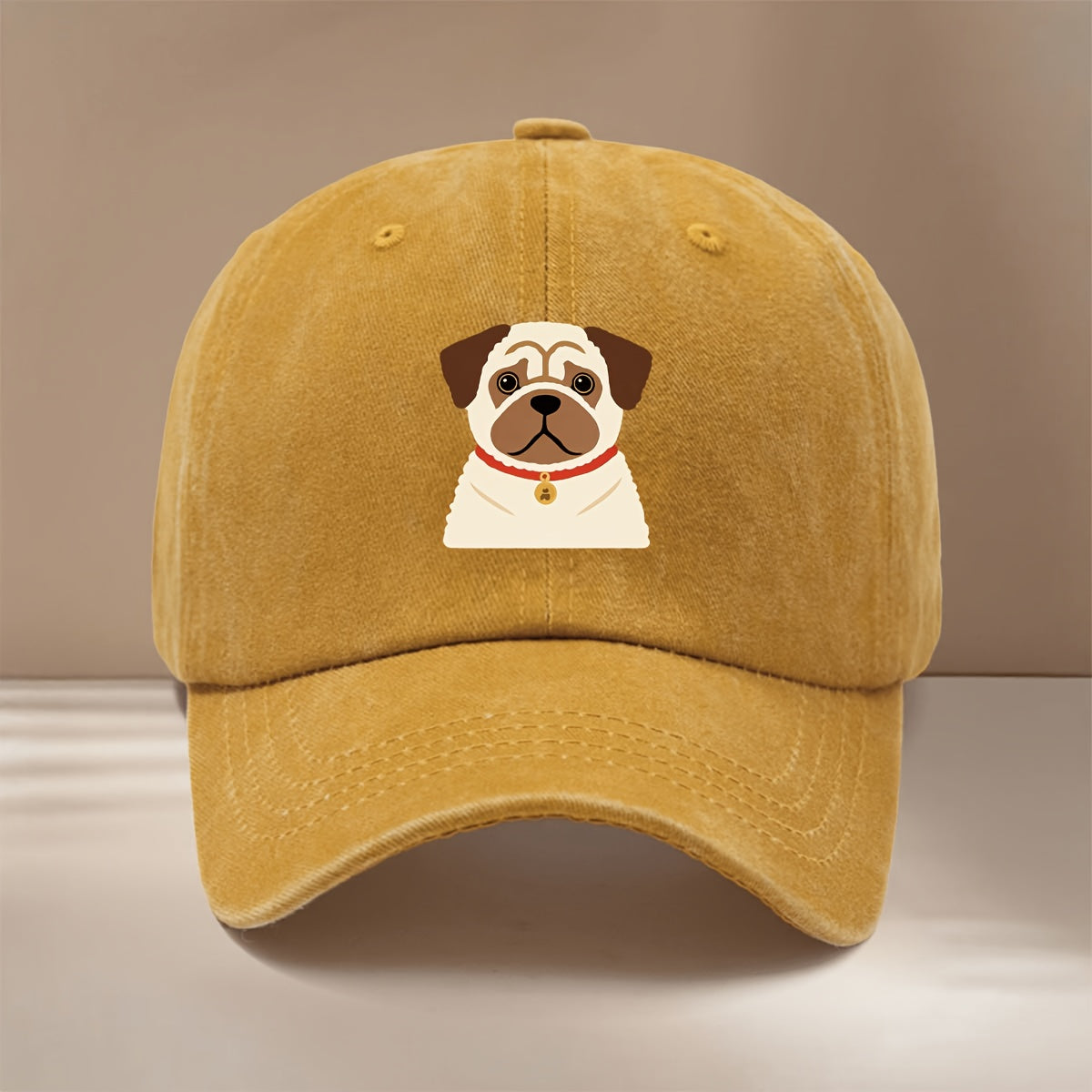 This Is a Flat Pug Dog Print Baseball Cap, a Stylish and Simple Adjustable-sized Trucker Hat for Both Men and Women. It's a , Lightweight Duckbill Cap Suitable for Outdoor Sports, Gatherings, Camping, and Comfortable, Trendy Curved-brim Hat Wear.
