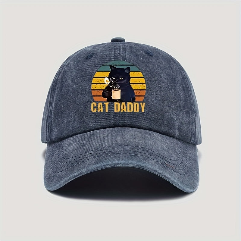 COFFE CAT DADDY Rainbow Pattern Print Adjustable Washed Men'S Baseball Cap Outdoor Fishing Dad Hat
