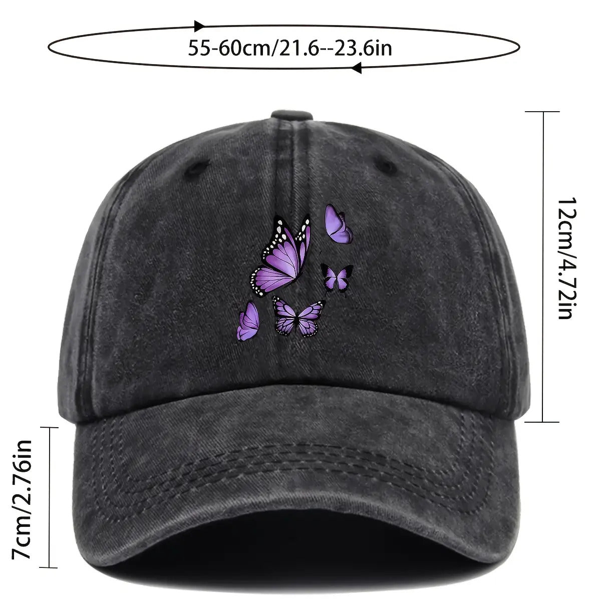 1pc Mother's Day Gift Gorgeous Butterfly Print Baseball Cap Comfortable Breathable Adjustable Size Youth Couple Skateboard Cap Beach Sunshade Seaside Party Travel Suitable for Playing Badminton, Golf, and Other Indoor Sports Suitable as a Birthday Ho