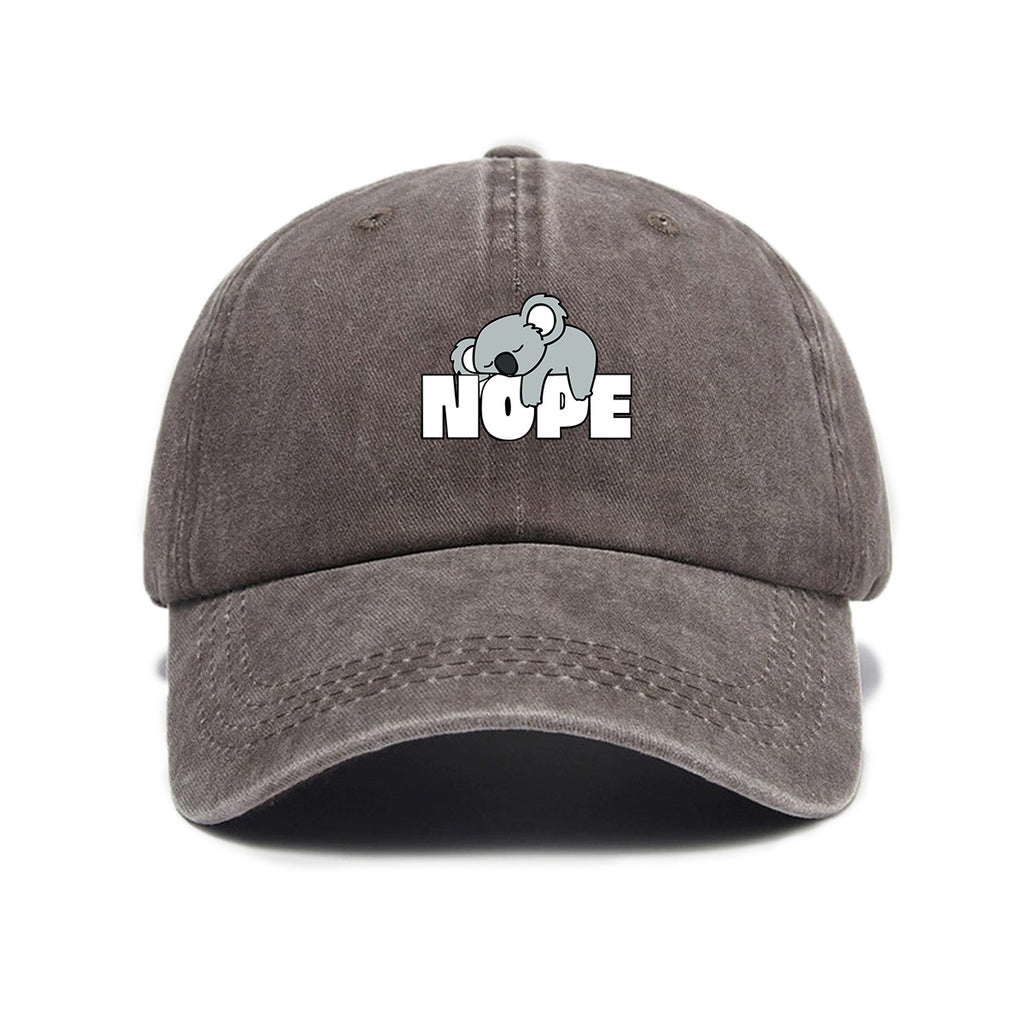 Washed Distressed Printed Baseball Cap Adult Cute Cartoon Koala Letter Print Distressed Soft Top Baseball Cap Unisex Sun Hat