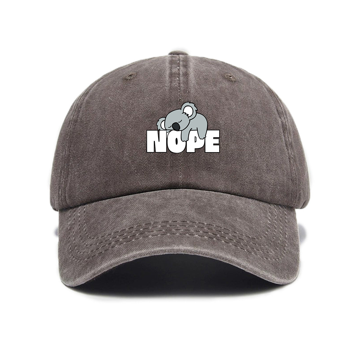 Washed Distressed Printed Baseball Cap Adult Cute Cartoon Koala Letter Print Distressed Soft Top Baseball Cap Unisex Sun Hat