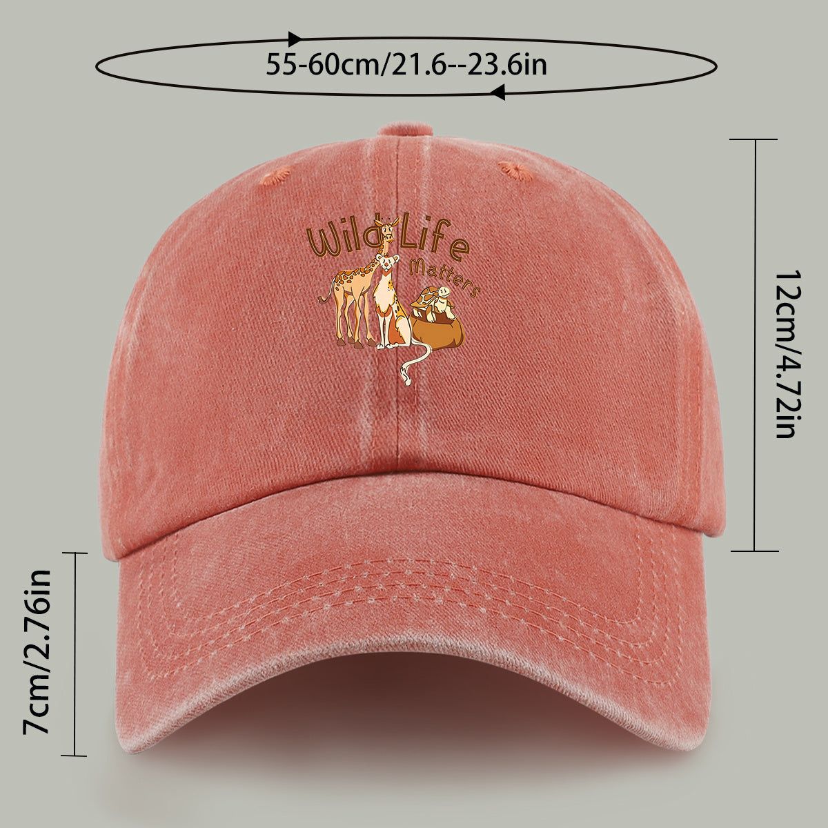 1pc Wild Life Matters Animal Print Baseball Cap - Adjustable Vintage PAPA Trucker Hat Suitable for &, Lightweight Breathable Dad Cap for Outdoor, Beach, Hiking, Skateboarding, Casual Wear - Ideal, Holidays, Urban Style