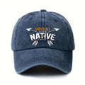 A Vintage Native American Indian Arrow Print Baseball Cap - Adjustable and Unisex, Featuring Proud Native American Totems, Suitable for Everyday Casual and Outdoor Wear. The Arrow Pattern Design Also Makes It a Great Gift Option