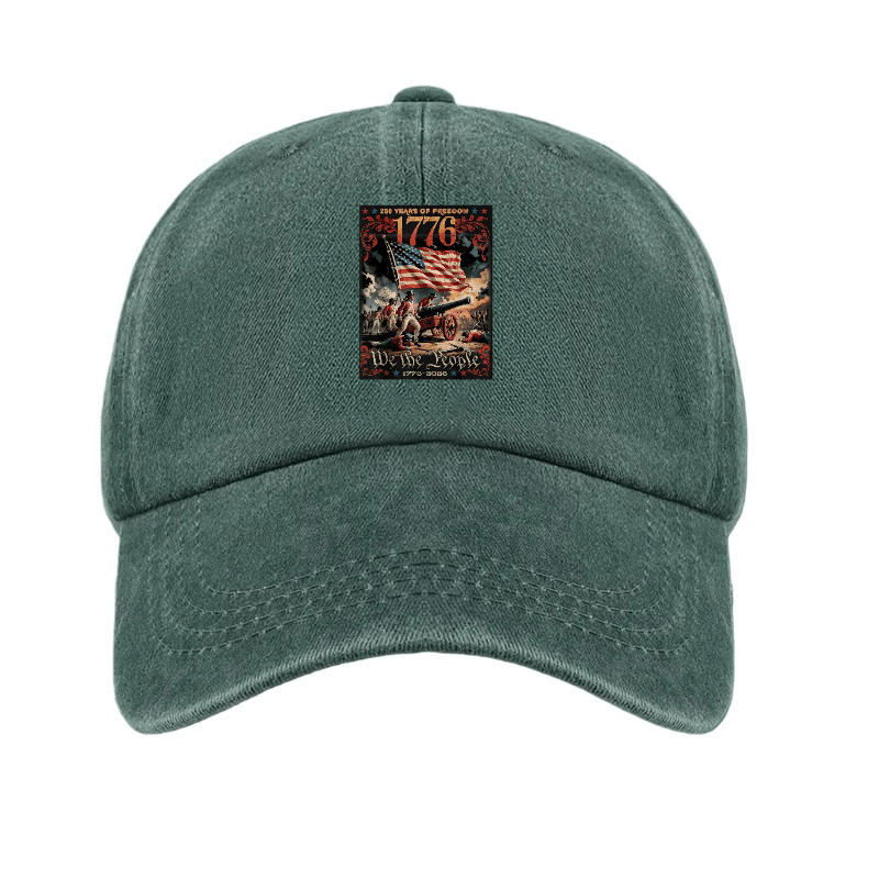 1776 American Elements Print Baseball Cap | Fashionable, Unisex, Casual Outdoor, Adjustable Buckle Closure, Hand Washable