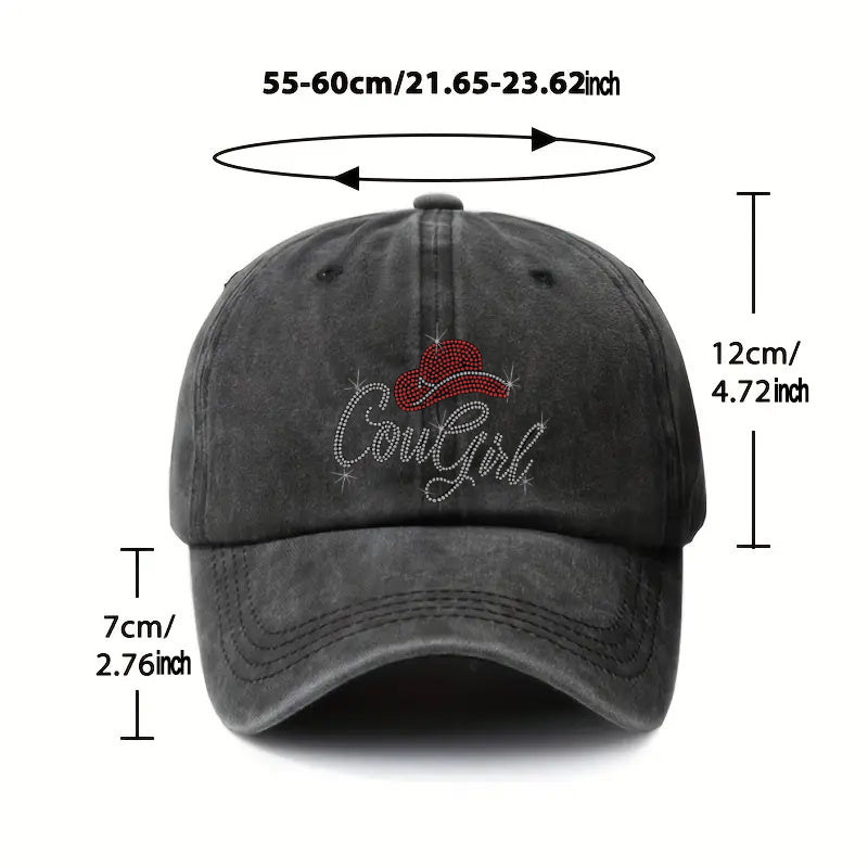 1P 1pc, "Cowgirl" Adjustable Baseball Cap, Lightweight Printed Women's Hat, "Cowboy Style" Men's Trendy Cap, an Ideal Gift for Weddings, Parties, and Birthdays.