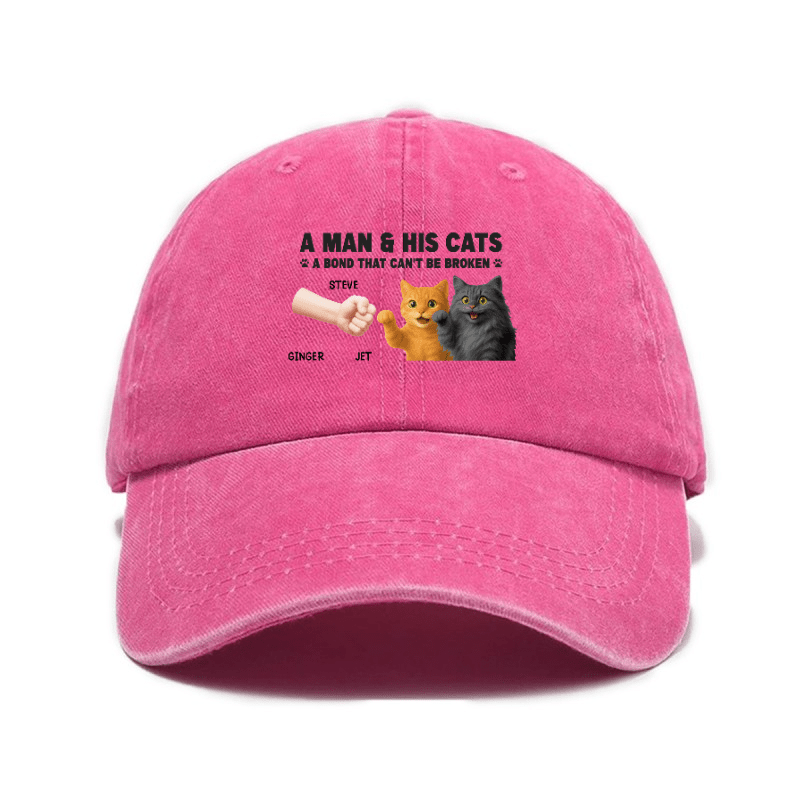 Playing with Cats" Baseball Cap | Stylish and Cute, Perfect for Everyday Use and Outdoors, Includes Printed Map, Adjustable Buckle Closure, Hand Wash Only