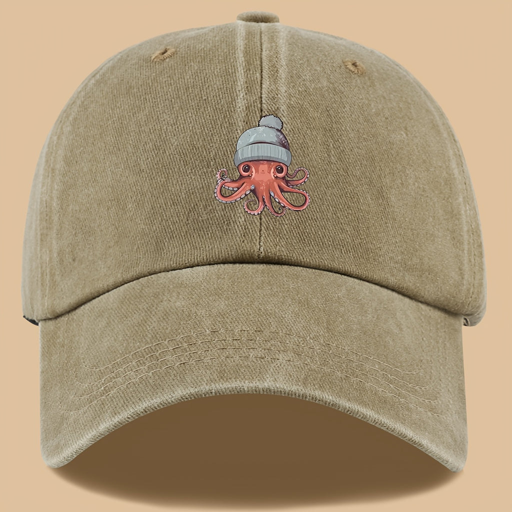 1pc Octopus Print Baseball Cap, Lightweight, Comfortable, and Breathable Outdoor Sun Hat, Stylish, Simple, and Aesthetic, Adjustable Size Baseball Cap for Men and Women, Trucker Dad Hat, Mom's Beach Vacation Hat, Suitable for Outdoor Fishing