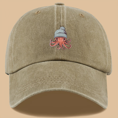 1pc Octopus Print Baseball Cap, Lightweight, Comfortable, and Breathable Outdoor Sun Hat, Stylish, Simple, and Aesthetic, Adjustable Size Baseball Cap for Men and Women, Trucker Dad Hat, Mom's Beach Vacation Hat, Suitable for Outdoor Fishing