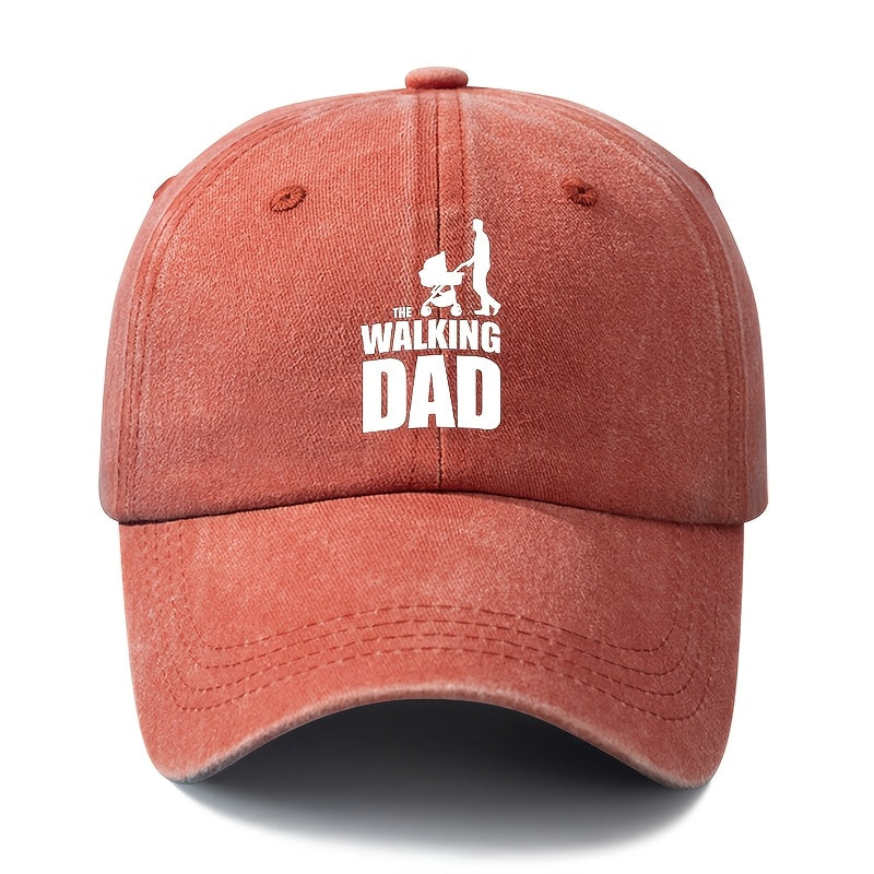 Unisex Fashion Versatile Printed WALKING DAD Baseball Cap, Classic Retro Washed Outdoor Lightweight Curved Brim Hat, Trucker Cap, Suitable for Outdoor Vacation Travel Camping And Casual Occasions, Holiday Party Hip-Hop Hat
