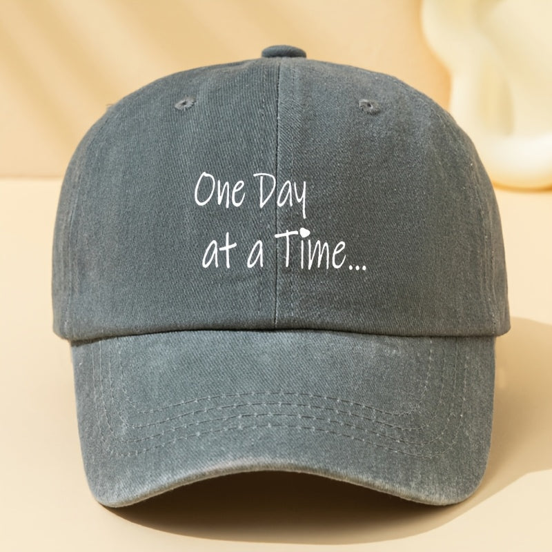Men's Vintage ONE DAY AT A TIME Lettering Baseball Cap - Soft Breathable Hat Suitable for Dad, Boyfriend Birthday & Father's Day Gifts, Outdoor Casual Wear, Hand Washable Textile Material