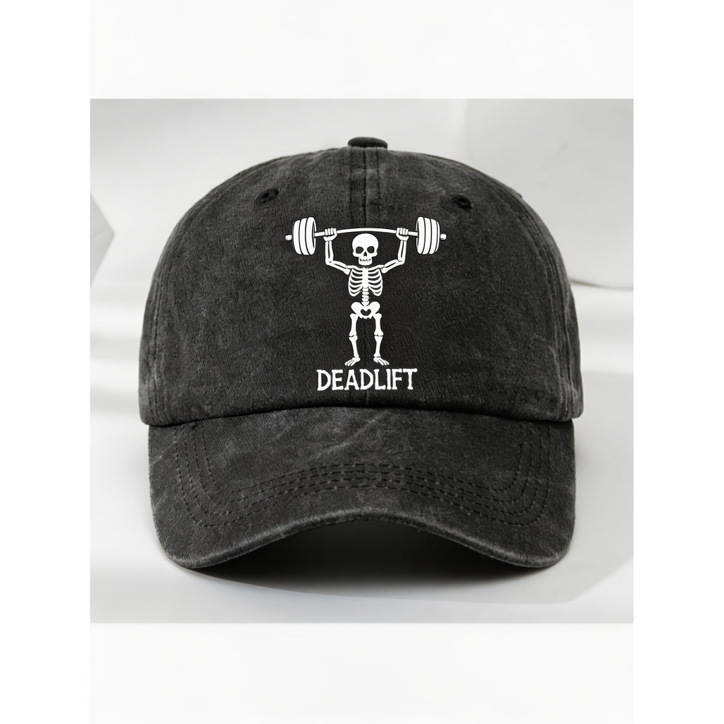 Men' & Women' Vintage Deadlift Weightlifting Cap - Retro Gym Workout Hat with Deadlift Graphic, Machine Washable Fitness Headwear Suitable for Gym, Streetwear, Deadlift Training Gift for Weightlifters
