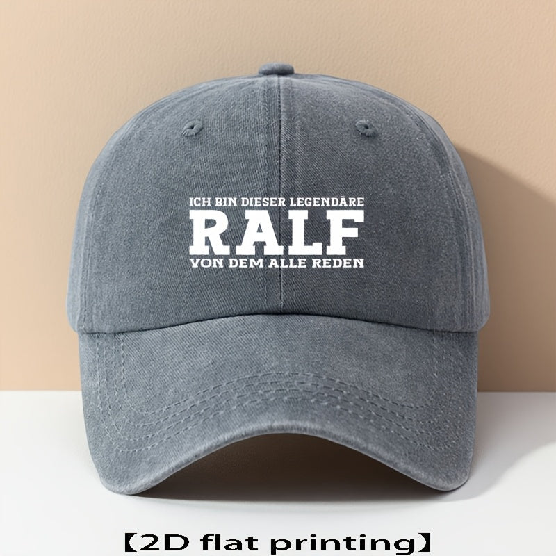 Men' & Women' RALF Printed Baseball Cap - Lightweight Breathable Dad Hat Suitable for Outdoor Travel, Beach, Fishing, Casual Wear - Minimalist RALF Design, Unisex Gift for Grandpa, Dad, Holiday Events - Comfortable Headwear