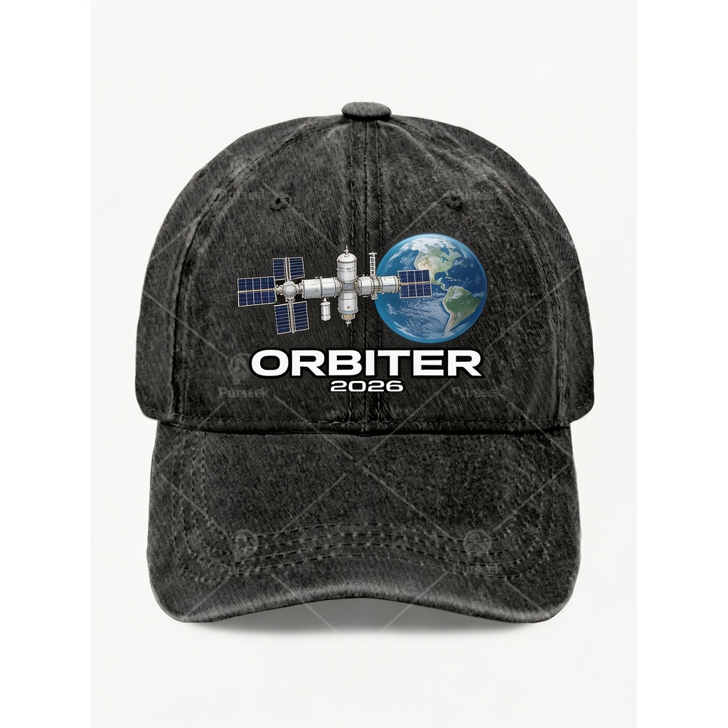Orbiter 2026 Space Station Earth Design Vintage Unisex Cool Street Casual Hat for Anniversary Celebration
