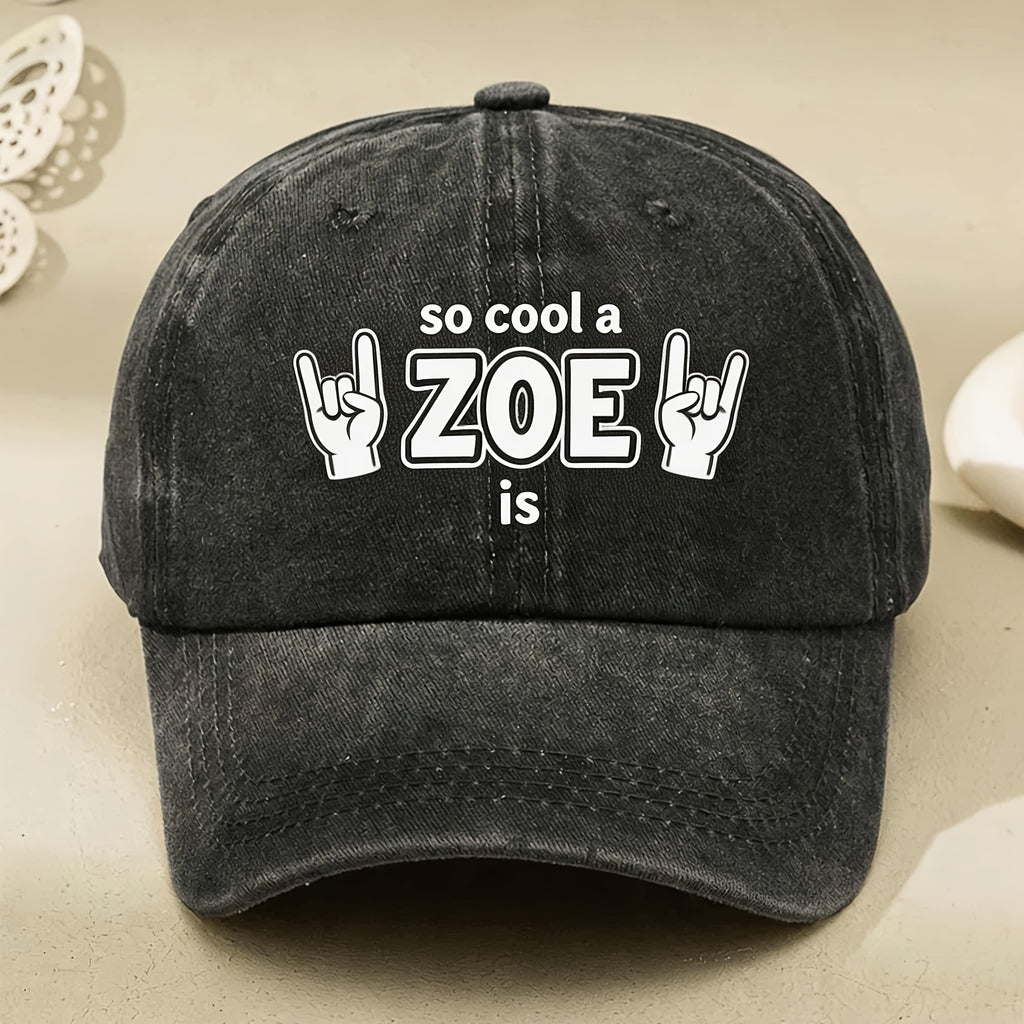 Cool ZOE Rock Hand Sign Baseball Cap for Men & Women - Vintage Retro Streetwear Hat with Iconic ZOE, Machine Washable, Adjustable Pull String Closure, Casual Gift Suitable for Parties, Casual Attire, Events