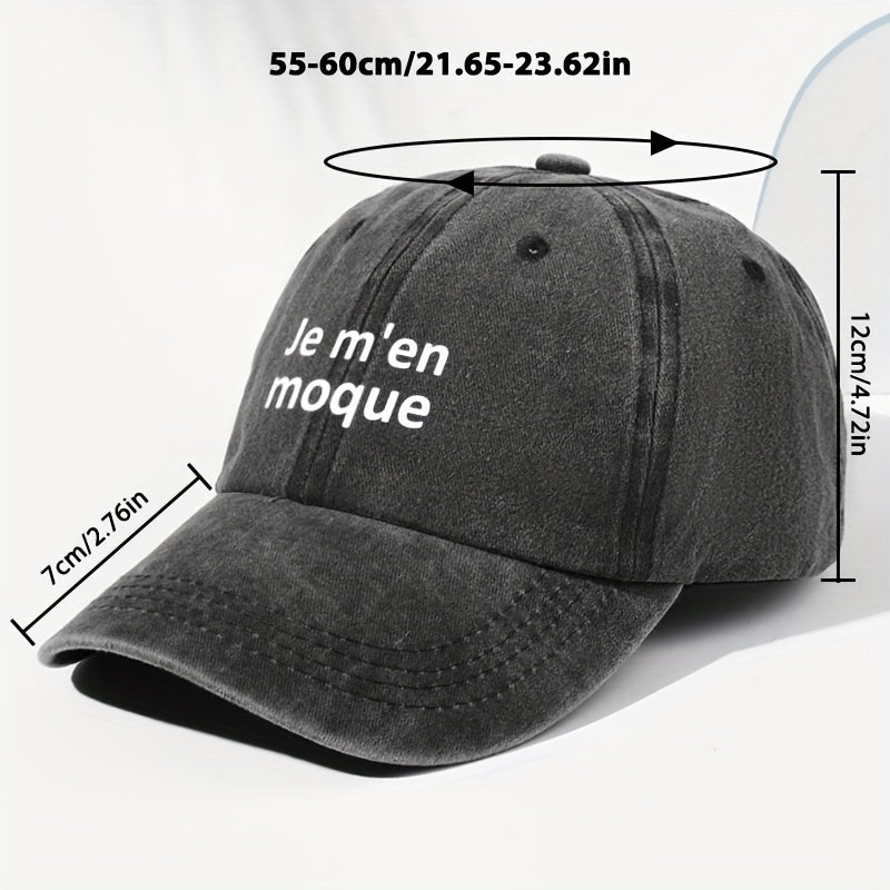 Men' & Women' Vintage French "Je M'en Moque" Trucker Hat - Adjustable Washed Soft-Top Baseball Cap Suitable for Outdoor, Fishing, Sports, Casual Wear - Unisex Suitable for Driving, Vacation, and Daily Activities