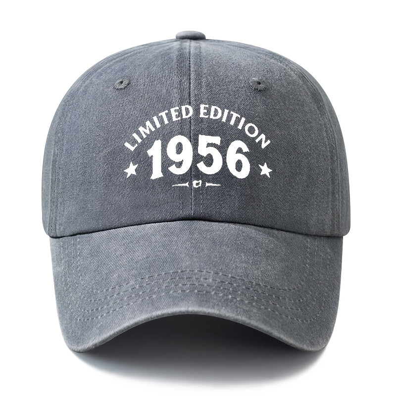 A Unisex, Fashionable and Versatile Printed LIMITED 1956 Baseball Cap, a Classic Retro Washed Outdoor Lightweight Curved Brim Cap, Suitable for Outdoor Vacations, Travel, Camping, and Other Casual Occasions, a Hip-hop Cap for Holiday Parties, a Casua