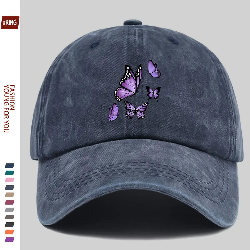 1pc Mother's Day Gift Gorgeous Butterfly Print Baseball Cap Comfortable Breathable Adjustable Size Youth Couple Skateboard Cap Beach Sunshade Seaside Party Travel Suitable for Playing Badminton, Golf, and Other Indoor Sports Suitable as a Birthday Ho