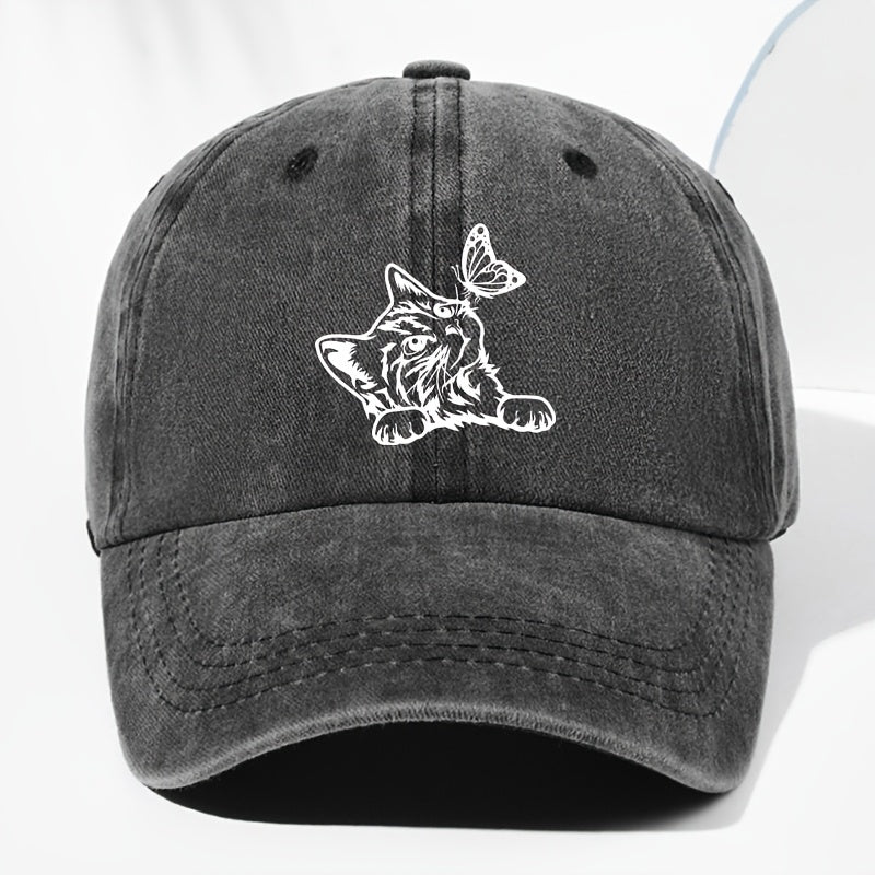 Unisex Animal Print Washed Vintage Baseball Cap, Fashionable Sun Outdoor Hat for Men and Women, Adjustable Trucker Hat Suitable for All Seasons and Daily Wear