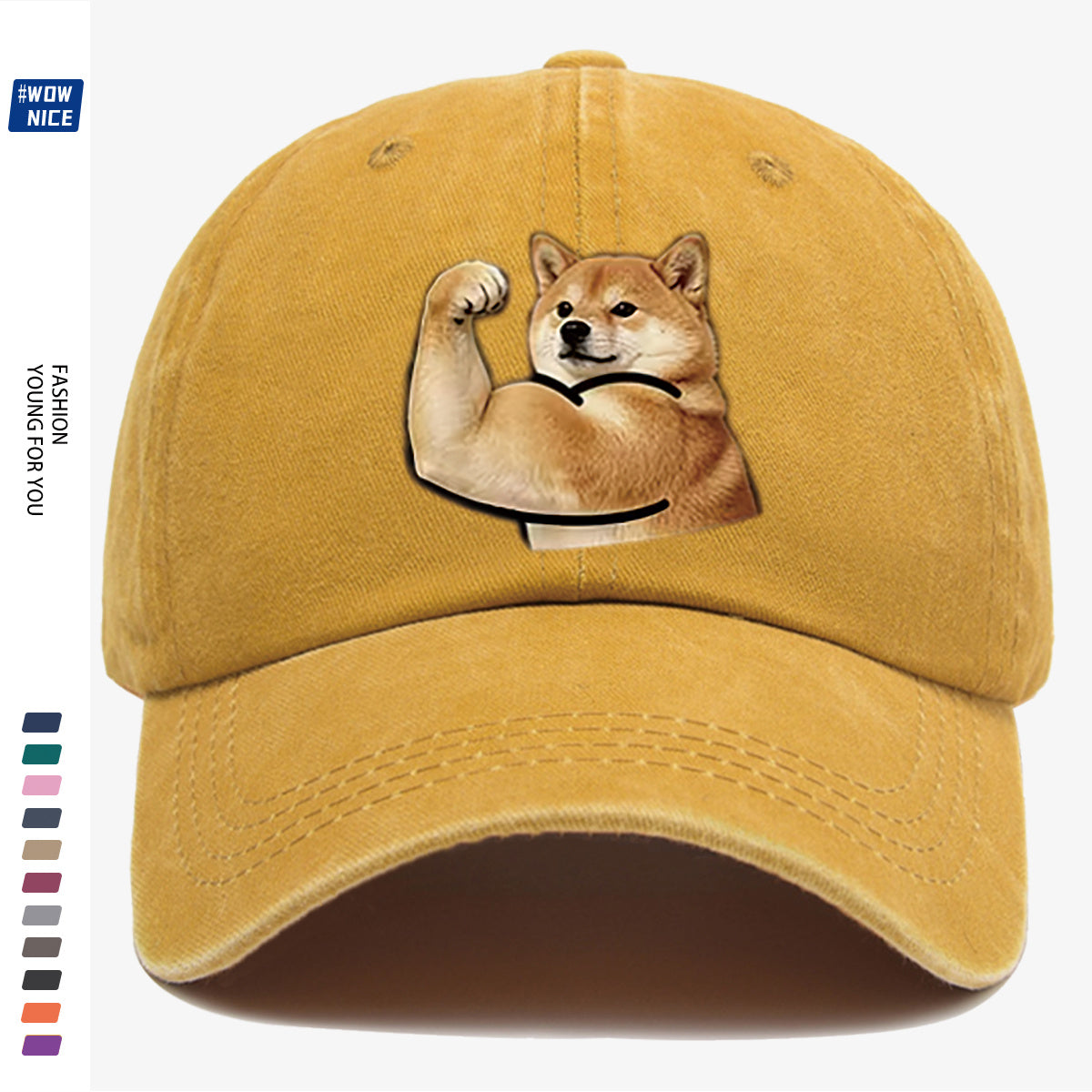 1pc Shiba Inu Muscle Arm Fun Print Baseball Cap Unisex Same Style Slimming Fashion Adjustable Size Street Trend Hat Daily Casual Hat Outdoor Hiking Hat Travel Outing Hat Party Styling Hat Versatile Duckbill Hat Festival Birthday Gift Ideal Choice Fo