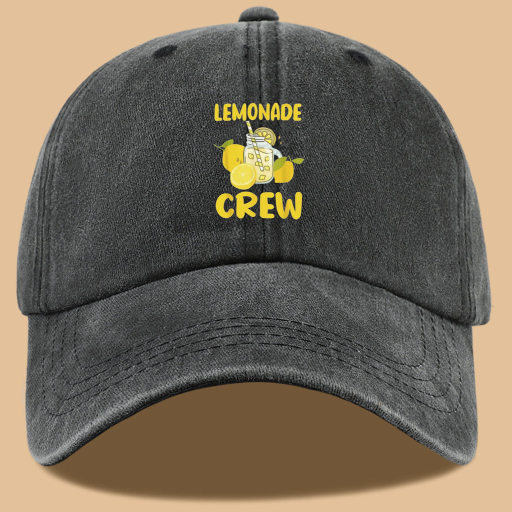 1pc Lemon-Themed "LEMONADE CREW" Printed Baseball Cap, Fresh Summer Style Sun Hat, Fashionable And Fun Design, Unisex Duckbill Cap, Adjustable Size, Casual Outing Sun Hat, Bestie Gathering Bestie Hat, Couple Date Couple Hat, Suitable for Picnics