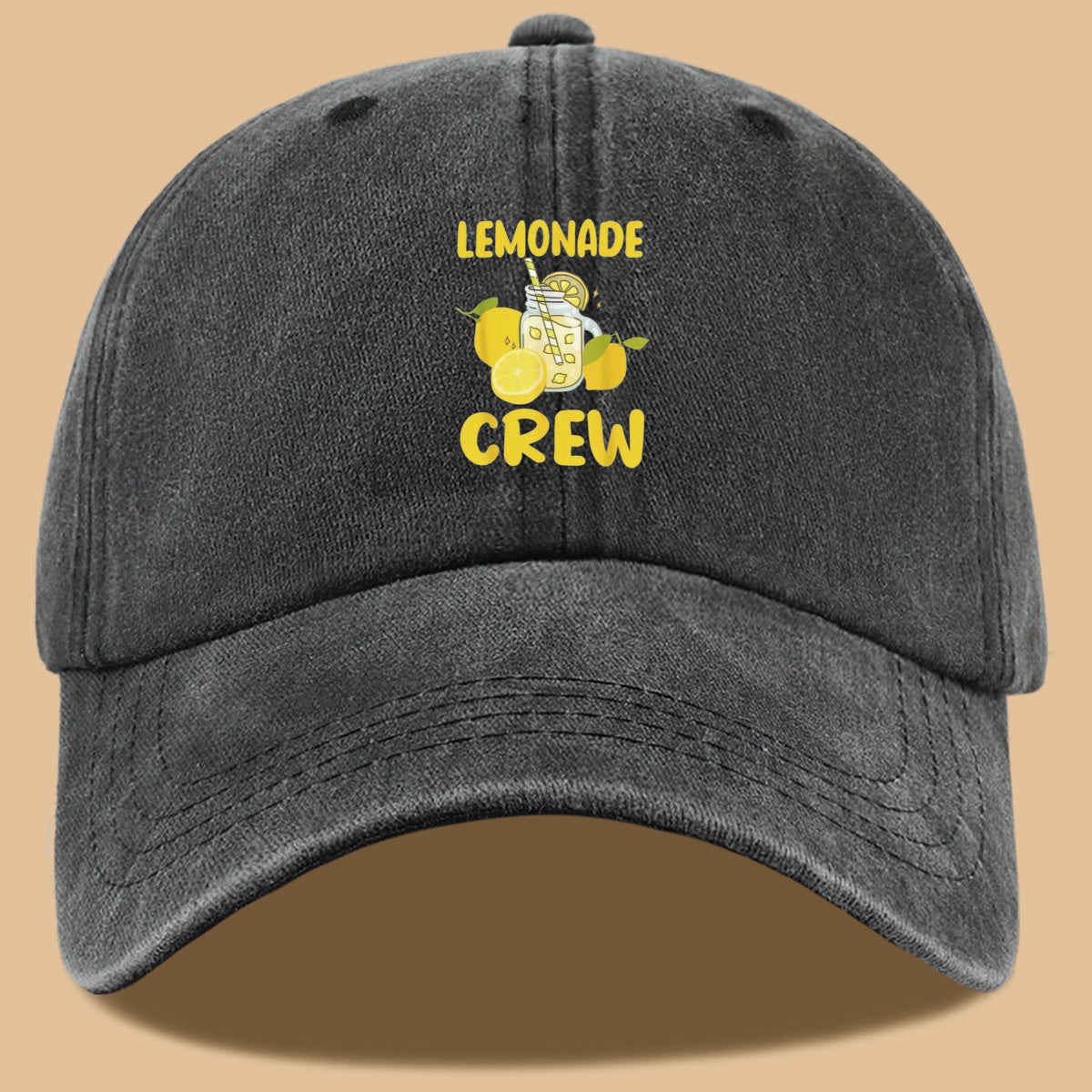 1pc Lemon-Themed "LEMONADE CREW" Printed Baseball Cap, Fresh Summer Style Sun Hat, Fashionable And Fun Design, Unisex Duckbill Cap, Adjustable Size, Casual Outing Sun Hat, Bestie Gathering Bestie Hat, Couple Date Couple Hat, Suitable for Picnics