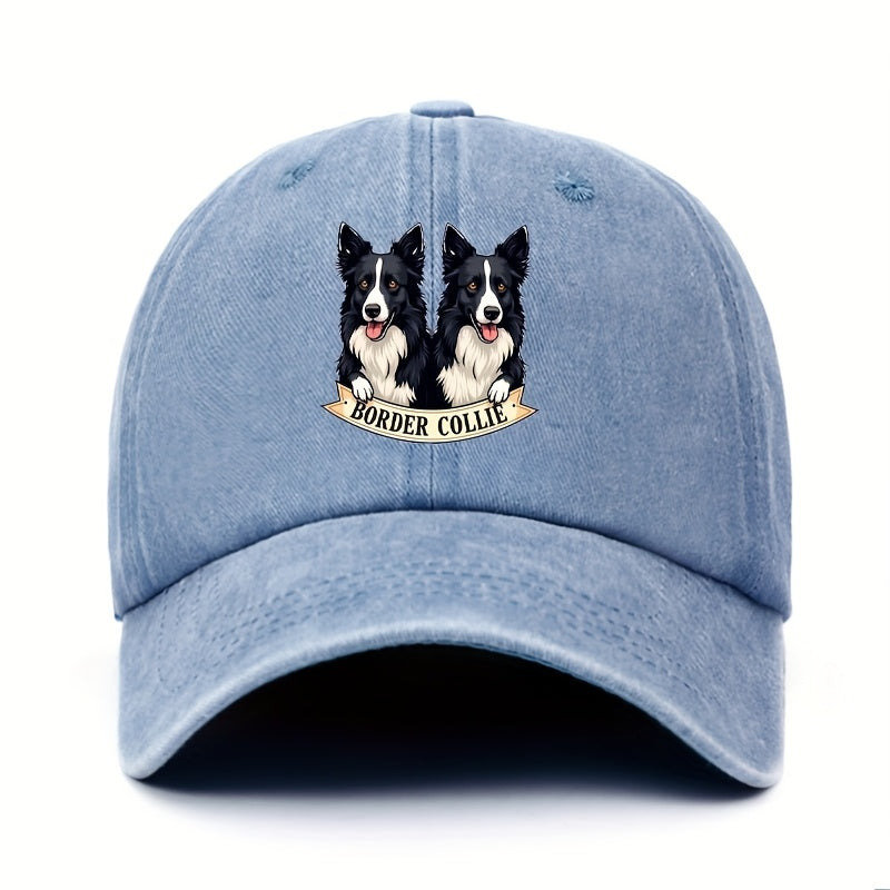 Cute Border Collie Pattern Adjustable Baseball Cap | Lightweight, Comfortable, Snapback, Wide Color Selection, Perfect Gift for Dog Lovers