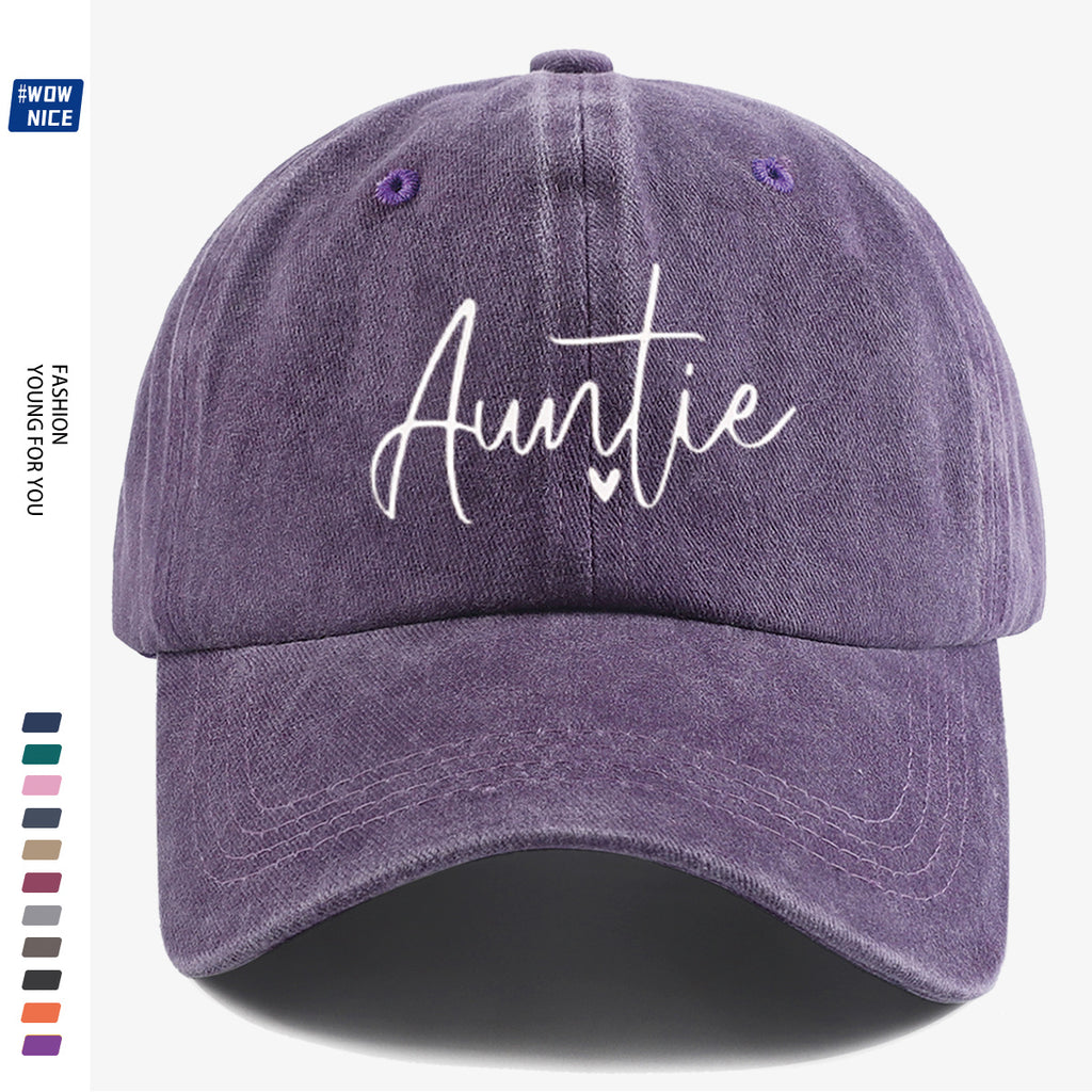 1pc "Auntie" Handwritten Heart Print Baseball Cap, Comfortable And Breathable, Fashionable And Easy, Unisex, Adjustable Size, Casual Street Style, Suitable for Daily Outings, Shopping, Dates, Coffee Meetups, Travel, Girlfriend Gatherings