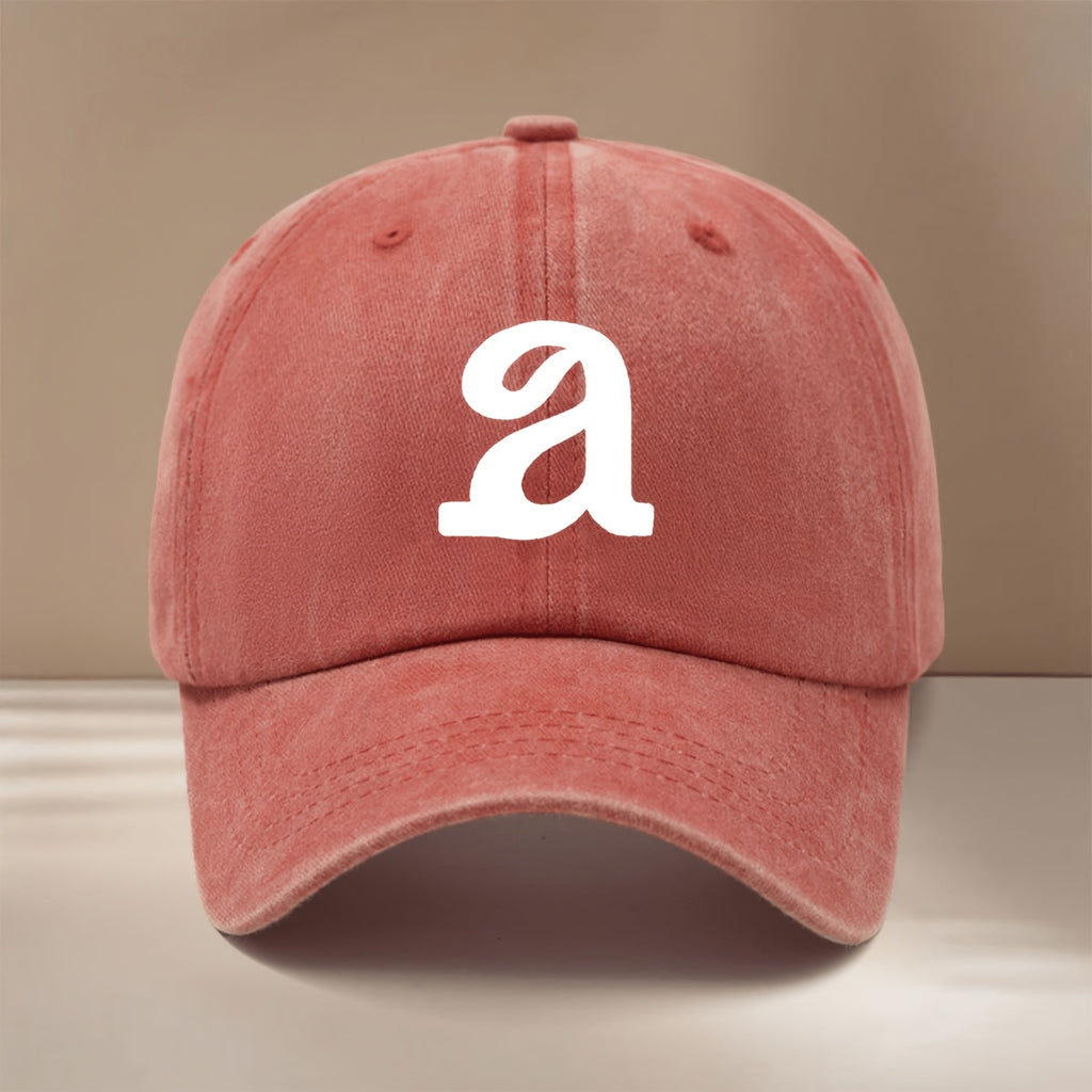 Baseball Cap with "a" Letter Graphic Print, Stylish and Unique Snapback Hat for Men and Women, Hip-hop Style Cap for Vacation, Travel, Gatherings, and Camping. Lightweight and Comfortable with a Curved Brim That Slims the Face. Adjustable Size.