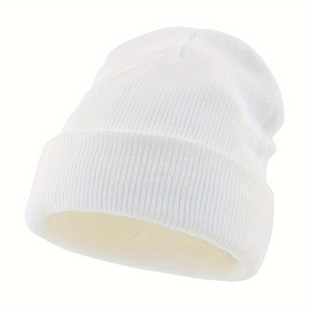Outdoor Knit Hat Men'S Solid Color Winter Warm Elastic Large Premium Knit Hat Men Women Warm Cold-Proof Cap Easy