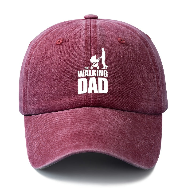 Unisex Fashion Versatile Printed WALKING DAD Baseball Cap, Classic Retro Washed Outdoor Lightweight Curved Brim Hat, Trucker Cap, Suitable for Outdoor Vacation Travel Camping And Casual Occasions, Holiday Party Hip-Hop Hat