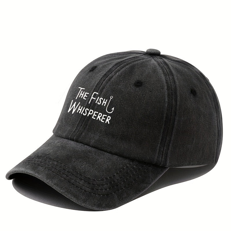 Men'S Baseball Cap, Versatile Hip-Hop Dad Trucker Hat for Outdoor Travel And Fishing, Featuring Letter Prints, Casual Curved Brim, And Vintage Washed Duckbill Design