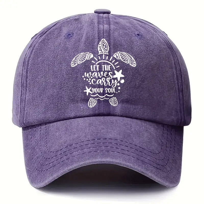 Marine-Themed Cap, 'Allow The Waves to Guide You' - Stylish And Adjustable, Inspired by Sea Turtles And Ocean Motifs, Perfect for Outdoor Activities, Fishing, And Everyday Use, Fishing Headgear