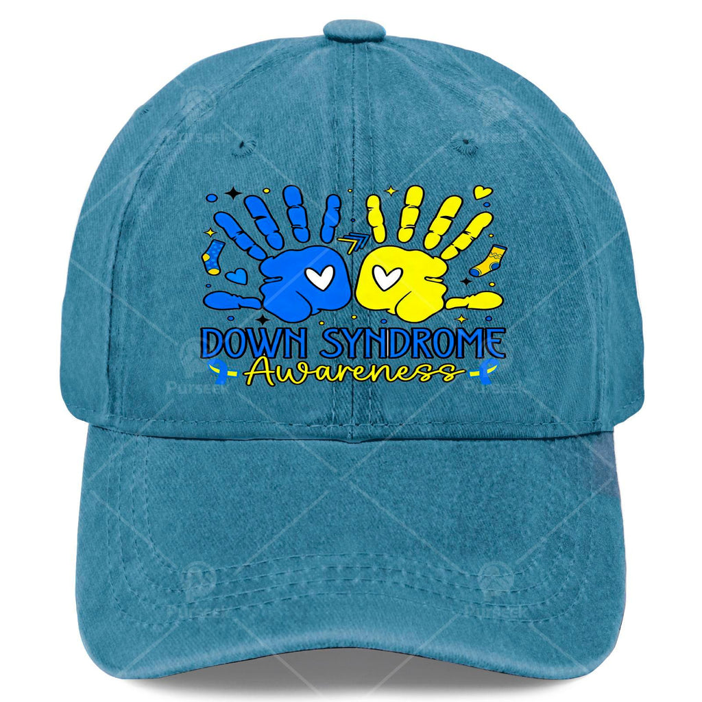 Down Syndrome Awareness T21 Hands Support Baseball Hat Unisex Soft Washed