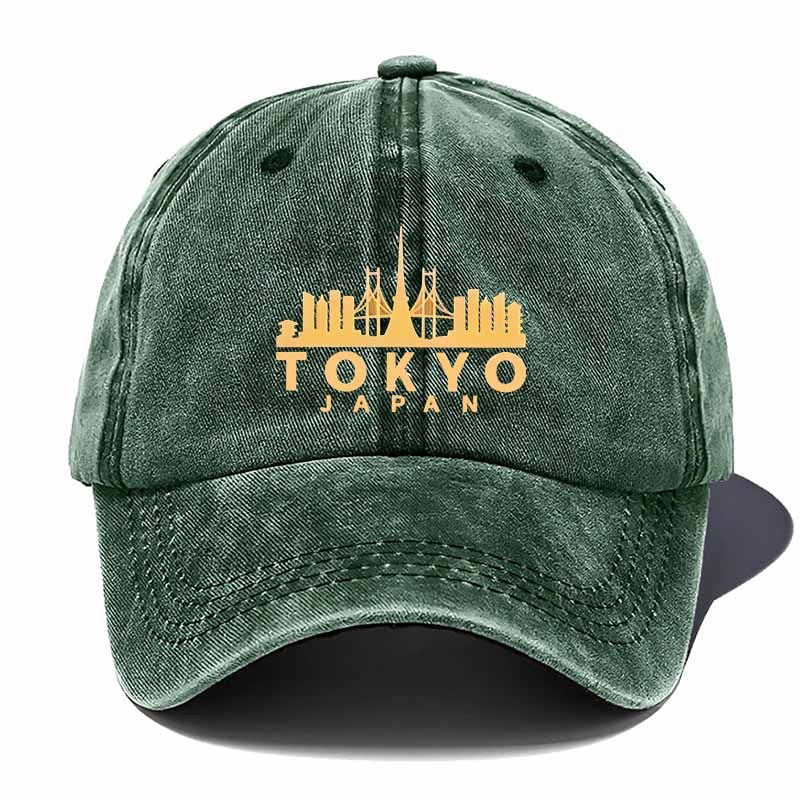Unisex Washed Baseball Cap with Golden Tokyo Tower Icon - Machine Washable Suitable for Urban Adventures, Tokyo-Themed, Adjustable Pull-String Closure, Iconic Landmark for Men & Women, Casual Travel Accessory